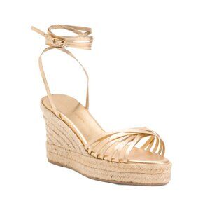 PAULA TORRES Gold Made In Brazil Leather Alicia Sandals